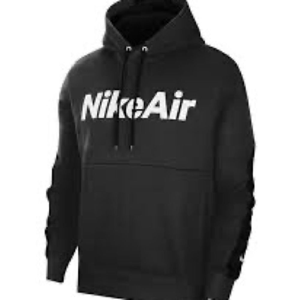 Nike Air French Terry Logo Hoodie Black White Womens Sz S